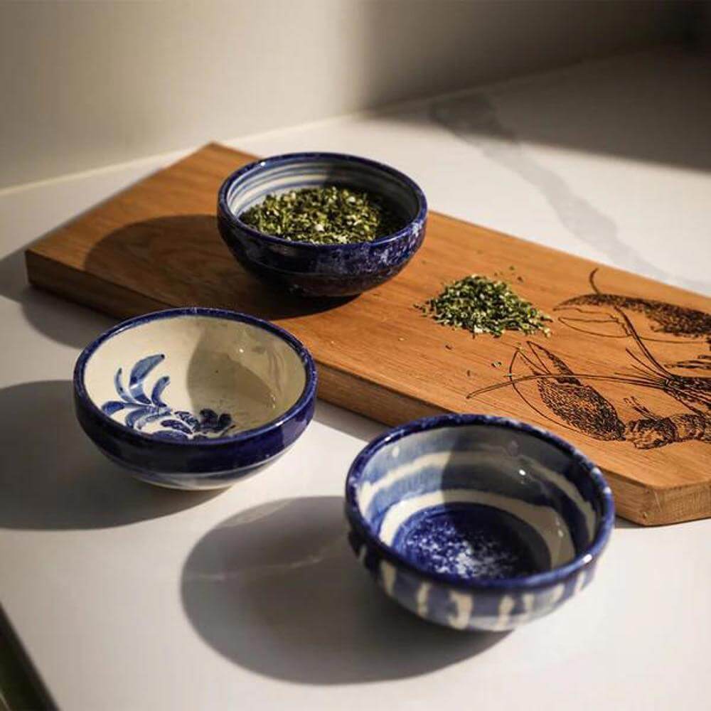 Selbrae House Hand Crafted Wave Blue Ceramic Dip Bowl